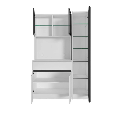 Moon Midi Sa� Vitrinli Kahve K��esi Komple MDF LED Mutfak Dolab�
