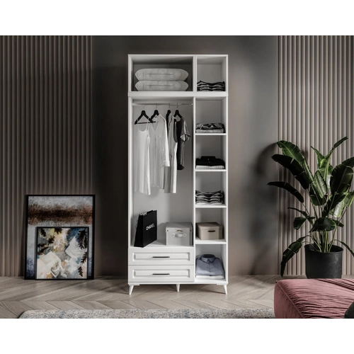 �cretsiz Montaj G�zde 3 Kapakl� 2 �ekmeceli Y�kl�kl� Komple MDF  Beyaz Gard�rop