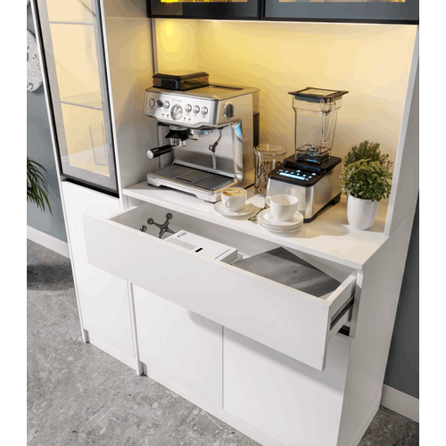 Lotus Midi Sol Vitrinli Kahve K��esi Komple MDF LED Mutfak Dolab�