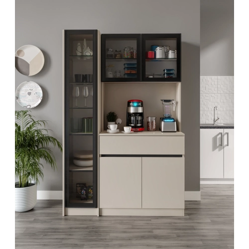 Lora Kum Beji Midi Sol Vitrinli Komple MDF LED Ayd�nlatmal� Kahve K��esi