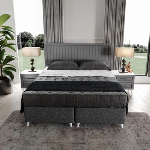 �cretsiz Montaj G�zde 6 Kapakl� Komple MDF Antrasit-Beyaz Yatak Odas� Tak�m�