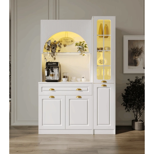 Armoni Gold Midi Kahve K��esi Sa� Vitrinli Komple MDF