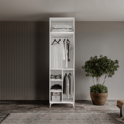 �cretsiz Montaj Milas Gold 2 Kapakl� Komple MDF Ayakl� Y�kl�kl� Gard�rop