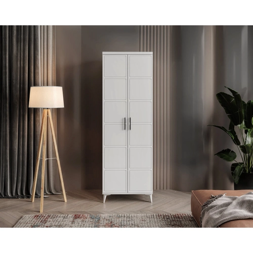 �cretsiz Montaj Milano 2 Kapakl� Komple MDF Beyaz Gard�rop