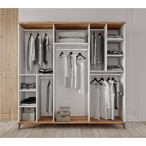 cretsiz Montaj Nevada 6 Kapakl Komple MDF Gardrop