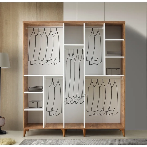 �cretsiz Montaj Paris 5 Kapakl�  Komple MDF Atlantik �am-Beyaz Beyaz Gard�rop