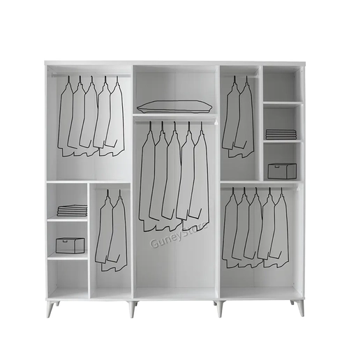 �cretsiz Montaj Sport 6 Kapakl�  Komple MDF Beyaz Gard�rop