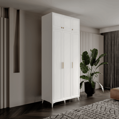 cretsiz Montaj Milas Gold 3 Kapakl Komple MDF Ayakl Yklkl Gardrop