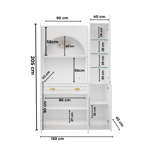 Armoni Gold Midi Kahve K��esi Sa� Vitrinli Komple MDF