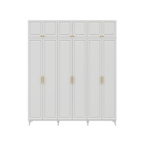 �cretsiz Montaj Milas Gold 6 Kapakl� Komple MDF Ayakl� Y�kl�kl� Gard�rop