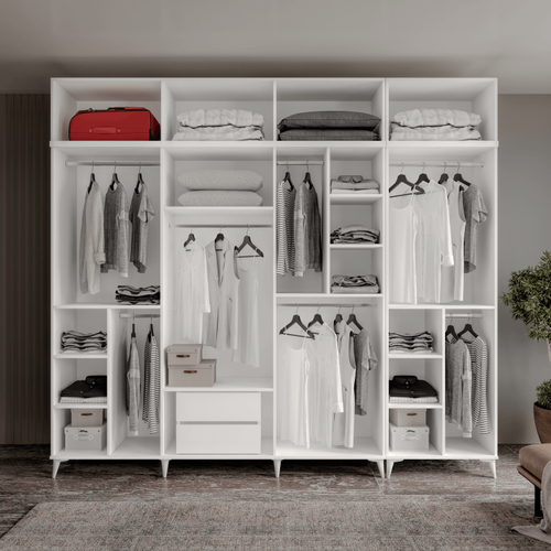 �cretsiz Montaj Milas 8 Kapakl� Komple MDF Ayakl� Y�kl�kl� Gard�rop