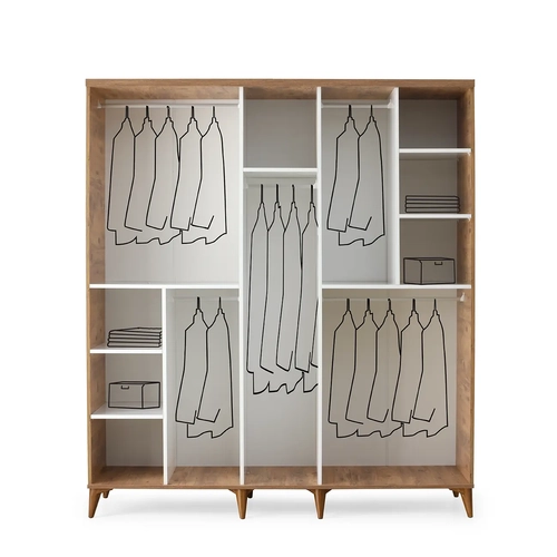 �cretsiz Montaj Sport 5 Kapakl�  Komple MDF Atlantik �am-Beyaz Gard�rop