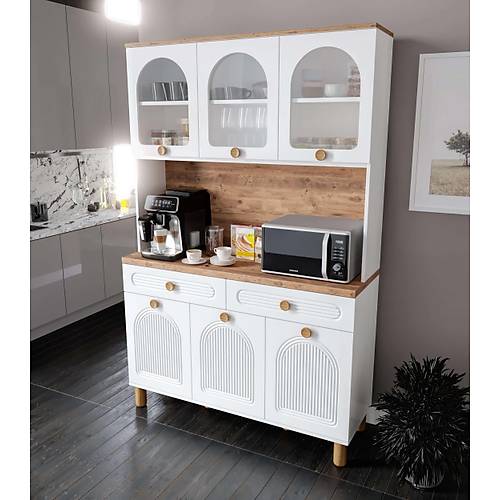 Rosa Kahve K��esi - 140 cm MDF Mutfak Dolab� - LED Ayd�nlatmal� - �cretsiz Montaj