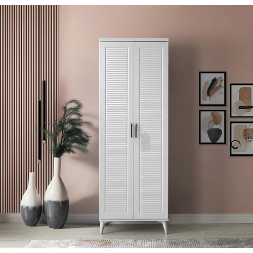 �cretsiz Montaj Paris 2 Kapakl� Komple MDF Beyaz Gard�rop