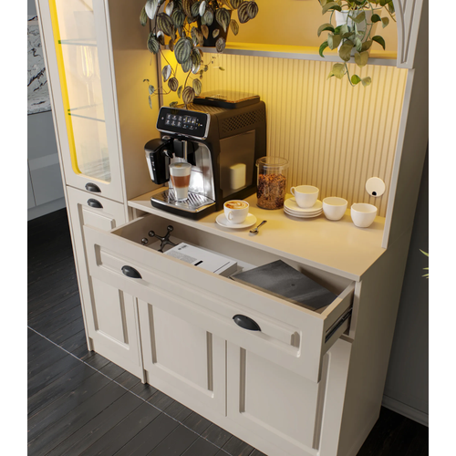 Siena Kum Beji Midi Sol Vitrinli 130 cm Komple MDF LED Ayd�nlatmal� Kahve K��esi Montaj Dahil