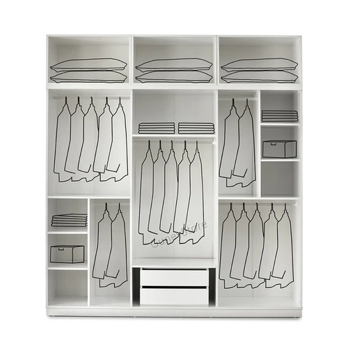 �cretsiz Montaj Sport 6 Kapakl� Y�kl�kl� Komple MDF Beyaz Gard�rop �cretsiz Montaj