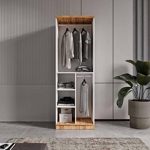 cretsiz Montaj Flora 2 Kapakl Komple MDF Gardrop