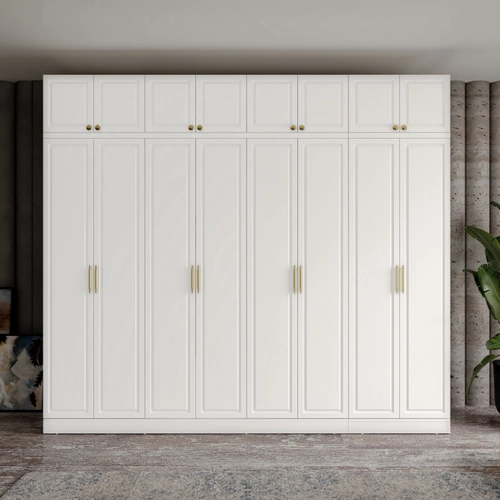 �cretsiz Montaj Milas Gold 8 Kapakl� Komple MDF Y�kl�kl� Gard�rop