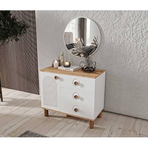 Rosa Komple MDF Atlantik �am - Beyaz Aynal� �ifonyer