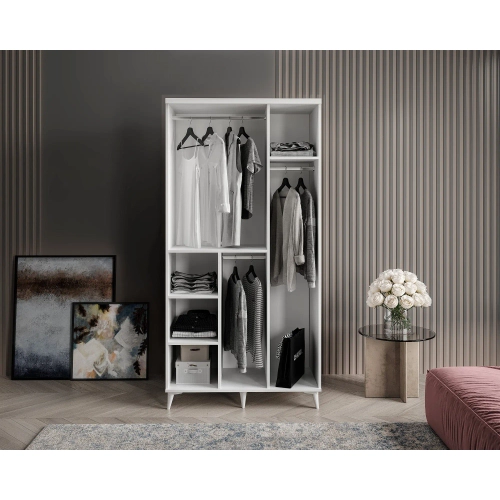 �cretsiz Montaj Milano 3 Kapakl� Komple MDF Beyaz Gard�rop