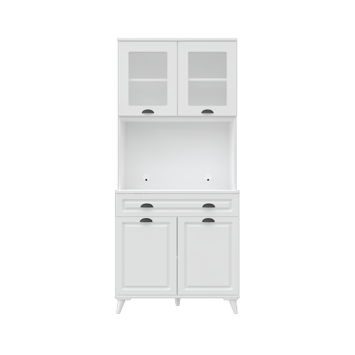 Luna 2 Kapakl� Ayakl� Kahve K��esi � 93 cm MDF, LED Ayd�nlatmal�, �ok Ama�l� Mutfak ve Airfryer Dolab�