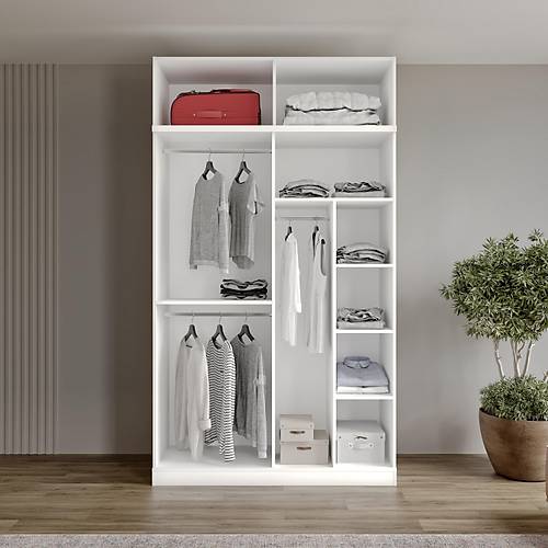 cretsiz Montaj Oslo 4 Kapakl Yklkl Komple MDF Beyaz Gardrop cretsiz Montaj