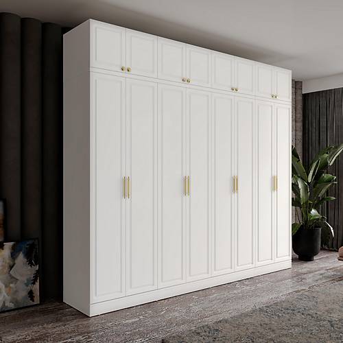 �cretsiz Montaj Milas Gold 8 Kapakl� Komple MDF Y�kl�kl� Gard�rop