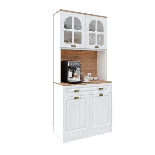 Efes 2 Kapakl� Kahve K��esi � 93 cm MDF, LED Ayd�nlatmal�, �ok Ama�l� Mutfak ve Airfryer Dolab�
