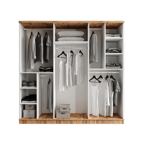 cretsiz Montaj Rosa 6 Kapakl Aynal Komple MDF Gardrop