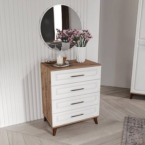 Sport 4 �ekmeceli Aynal� MDF Atlantik �am - Beyaz �ifonyer