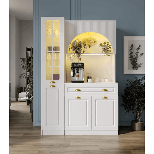 Armoni Gold Midi Kahve K��esi Sol Vitrinli Komple MDF