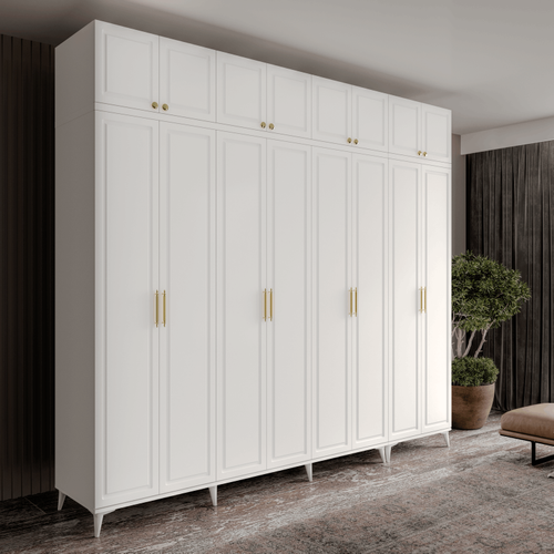 cretsiz Montaj Milas Gold 8 Kapakl Komple MDF Ayakl Yklkl Gardrop