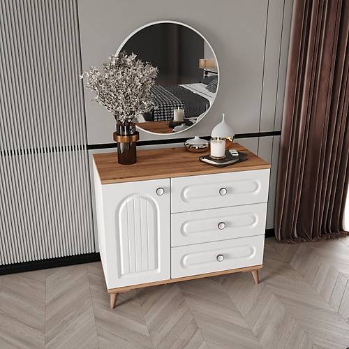 Bohem Komple MDF Atlantik �am - Beyaz Aynal� �ifonyer