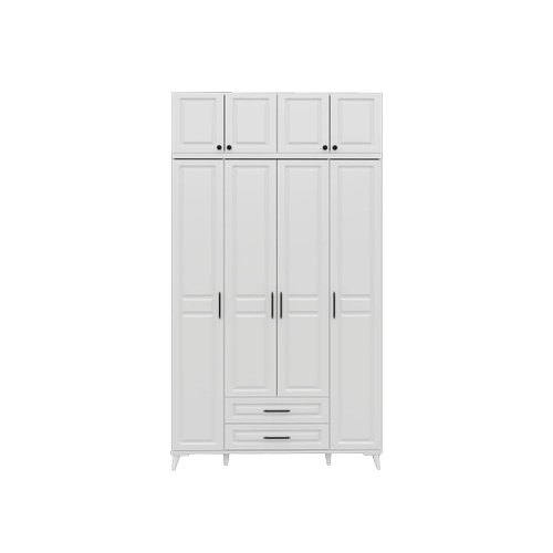 �cretsiz Montaj G�zde 4 Kapakl� 2 �ekmeceli Y�kl�kl� Komple MDF  Beyaz Gard�rop
