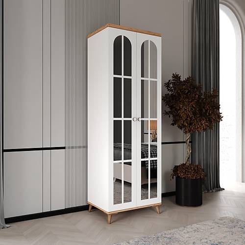 cretsiz Montaj Bohem 2 Kapakl Aynal Komple MDF  Gardrop