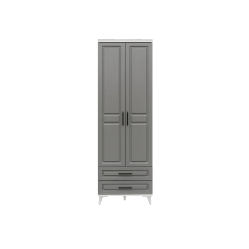 �cretsiz Montaj G�zde 2 Kapakl� �ekmeceli Komple MDF Antrasit - Beyaz Gard�rop