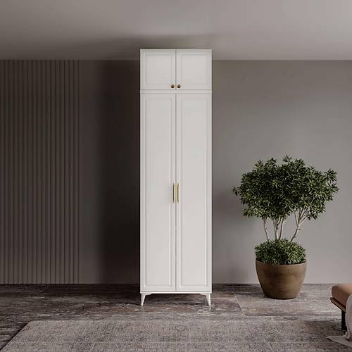 cretsiz Montaj Milas Gold 2 Kapakl Komple MDF Ayakl Yklkl Gardrop