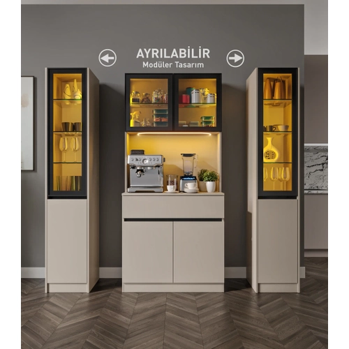 Viona Maxi Kum Beji Komple MDF LED Ayd�nlatmal� Kahve K��esi