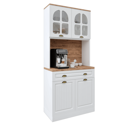 Efes 2 Kapakl Kahve Kesi  93 cm MDF, LED Aydnlatmal, ok Amal Mutfak ve Airfryer Dolab