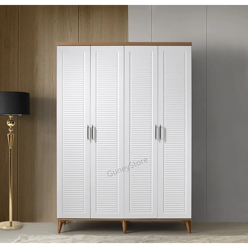 �cretsiz Montaj Paris 4 Kapakl�  Komple MDF Atlantik �am-Beyaz Beyaz Gard�rop