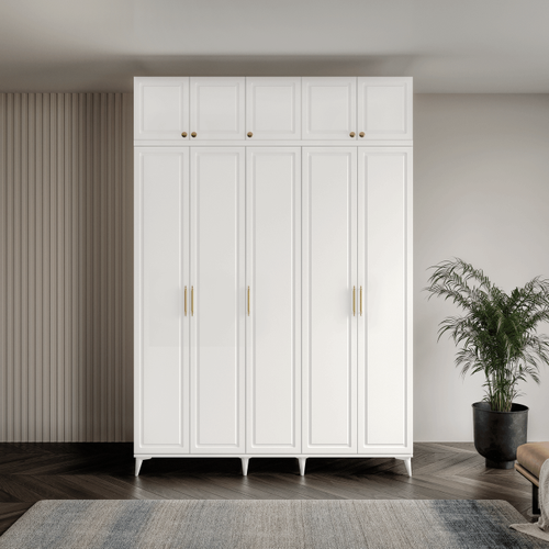 cretsiz Montaj Milas Gold 5 Kapakl Komple MDF Ayakl Yklkl Gardrop
