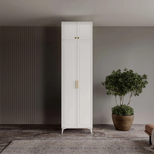 �cretsiz Montaj Milas Gold 2 Kapakl� Komple MDF Ayakl� Y�kl�kl� Gard�rop