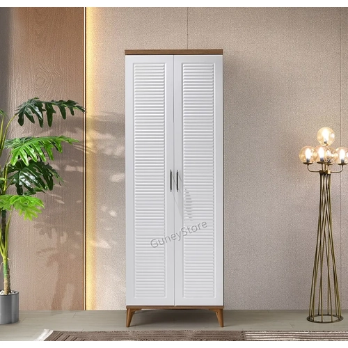 �cretsiz Montaj Paris 2 Kapakl� Komple MDF Atlantik �am-Beyaz Gard�rop
