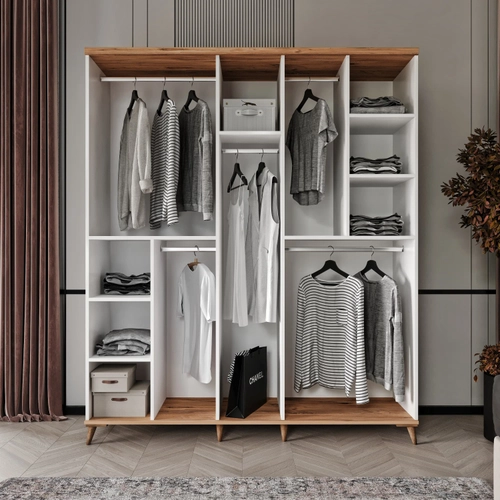 �cretsiz Montaj Bohem 5 Kapakl� Komple MDF  Gard�rop