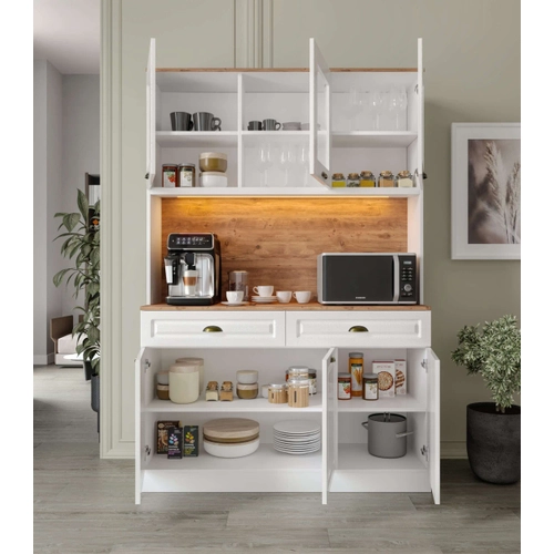 G�zde Kahve K��esi - 140 cm MDF Mutfak Dolab� - LED Ayd�nlatmal� - �cretsiz Montaj