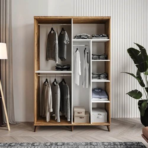 �cretsiz Montaj Paris 4 Kapakl�  Komple MDF Atlantik �am-Beyaz Beyaz Gard�rop