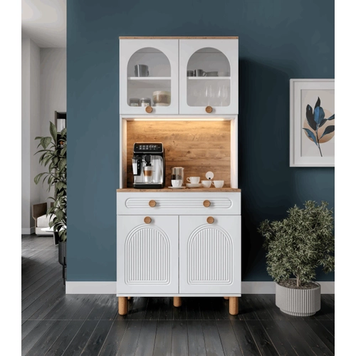 Rosa 2 Kapakl� Kahve K��esi � 93 cm MDF, LED Ayd�nlatmal�, �ok Ama�l� Mutfak ve Airfryer Dolab�