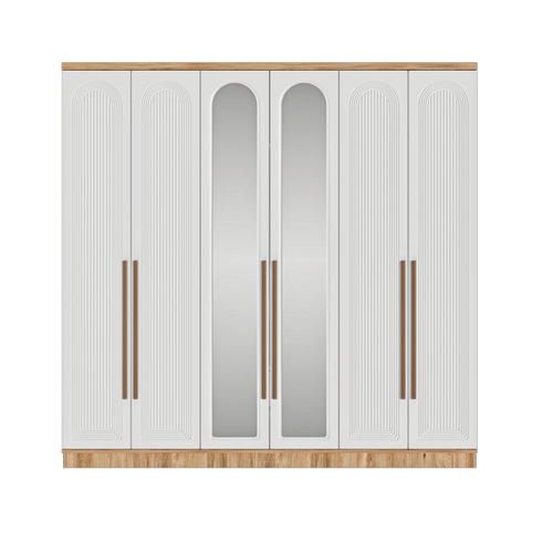 cretsiz Montaj Rosa 6 Kapakl Aynal Komple MDF Gardrop