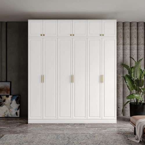 �cretsiz Montaj Milas Gold 6 Kapakl� Komple MDF Y�kl�kl� Gard�rop