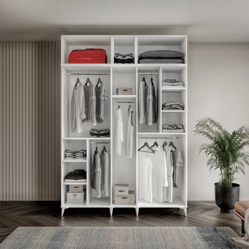 �cretsiz Montaj Milas Gold 5 Kapakl� Komple MDF Ayakl� Y�kl�kl� Gard�rop